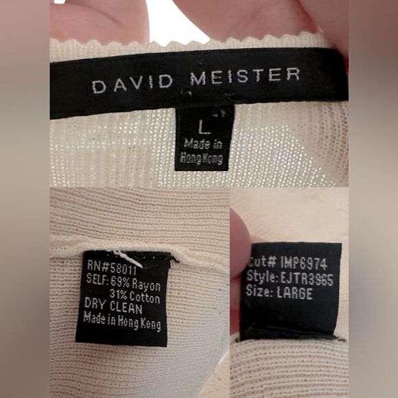 DAVID MEISTER Beaded Embellished Knit Top V-Neck Tank Blouse Size L - Picture 11 of 16